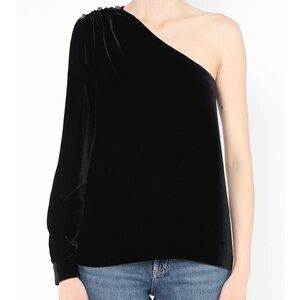 Chloé Velvet Black One-Shoulder Blouse